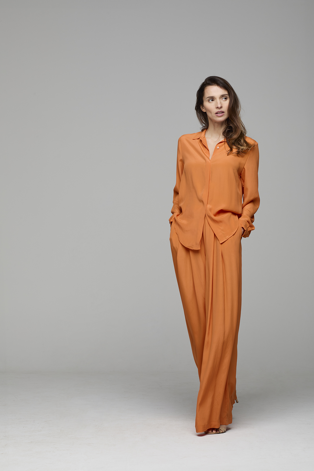 Camicia in seta arancio