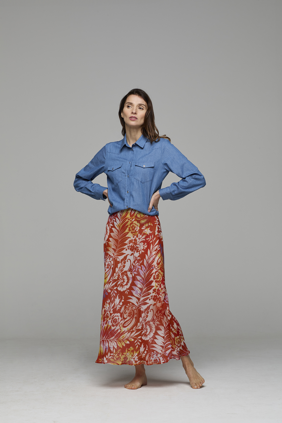 Gonna in seta stampata